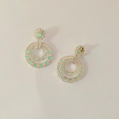 Aqua Silver Plated Earring