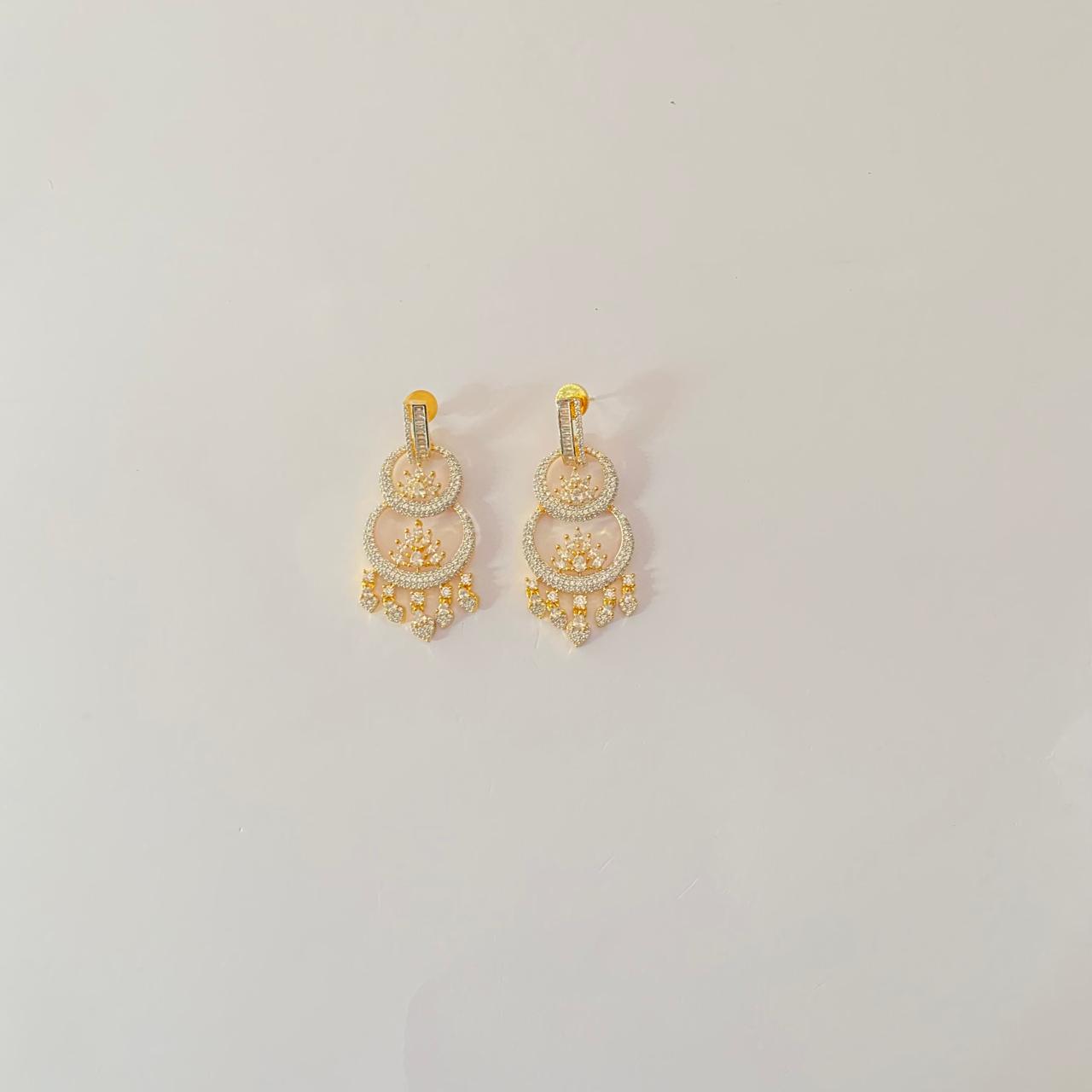Gold Plated American Diamond Dangle Earring