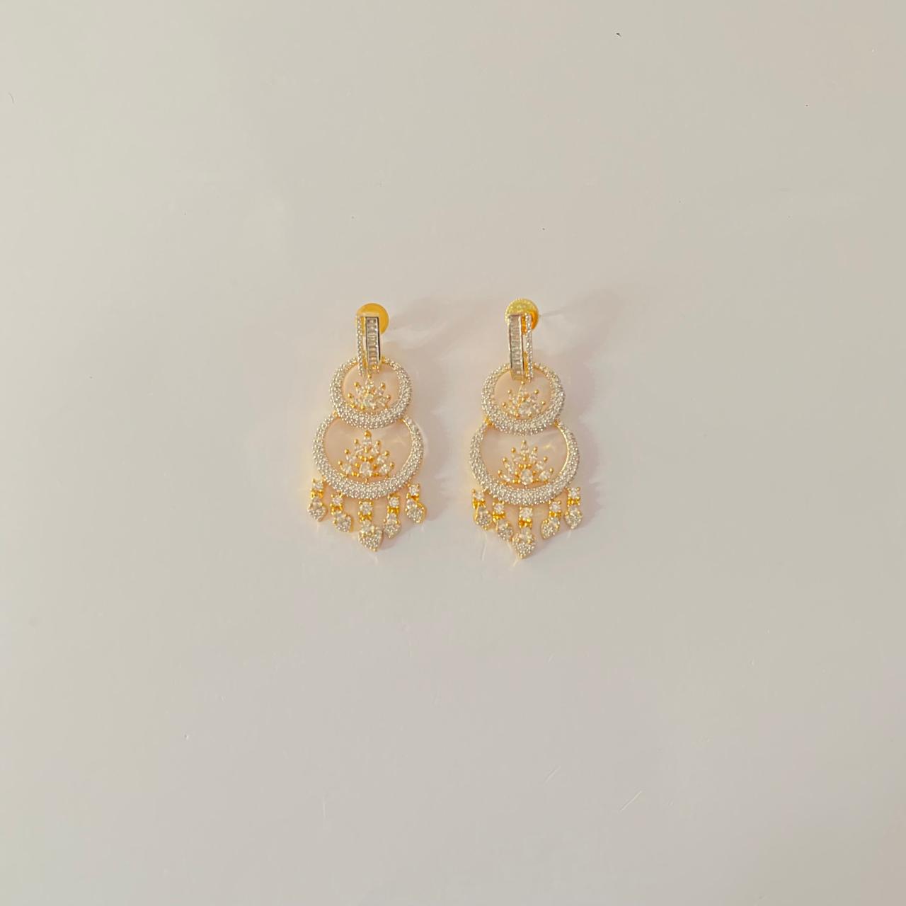 Gold Plated American Diamond Dangle Earring