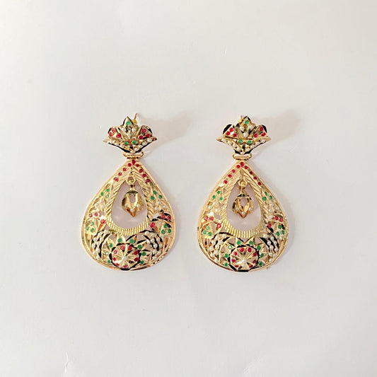 Ruby & Green Jadau Earring