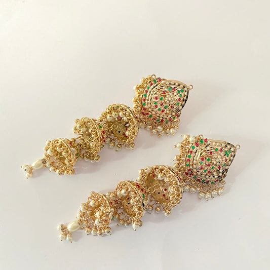 Ruby & Green Jadau Jhumka
