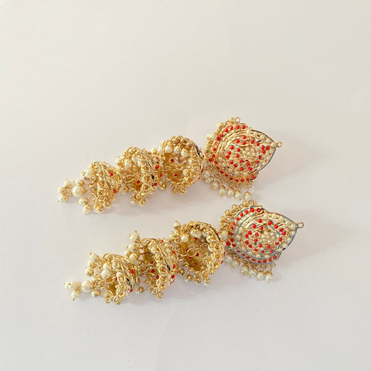 Jadau Coral Jhumka