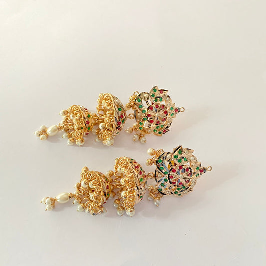 Ruby & Green Jadau Jhumka