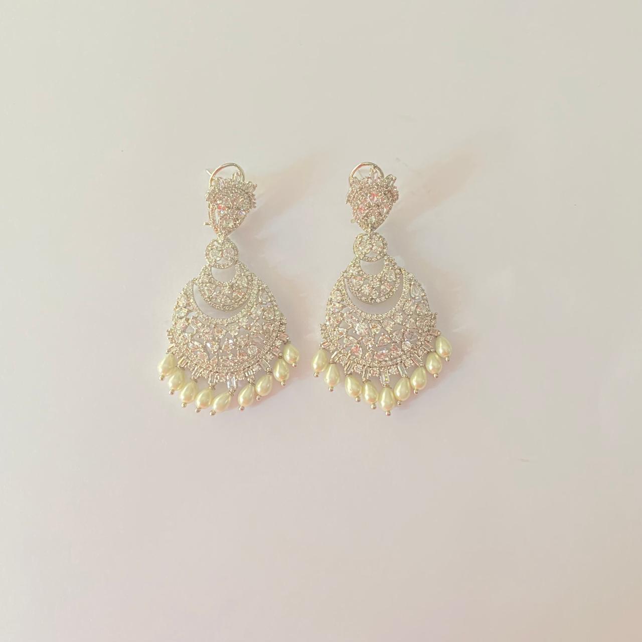 Silver Plated with Pearl Earring