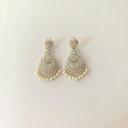 Silver Plated with Pearl Earring