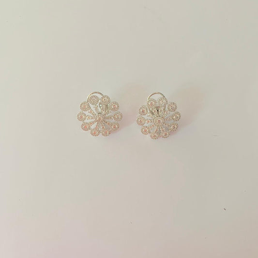 Silver Plated Flower Design A.D Earring