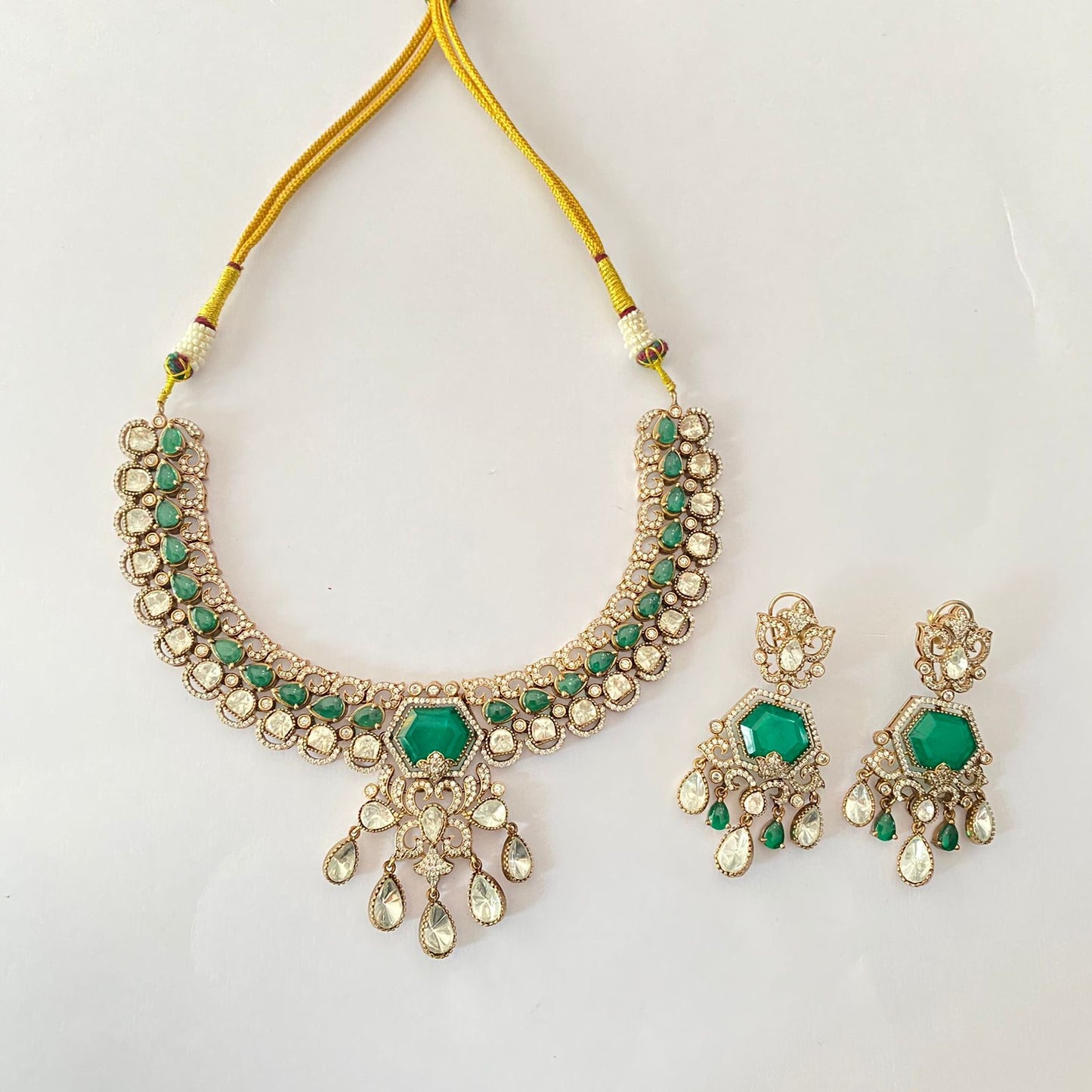 Green Moissanite Necklace Set
