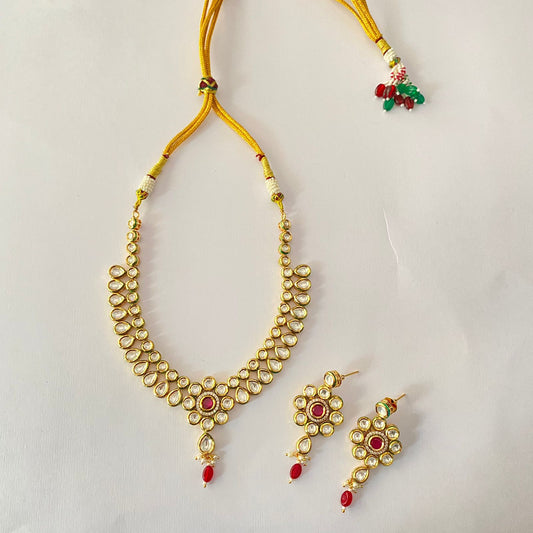 Gold Plated Kundan Necklace Set