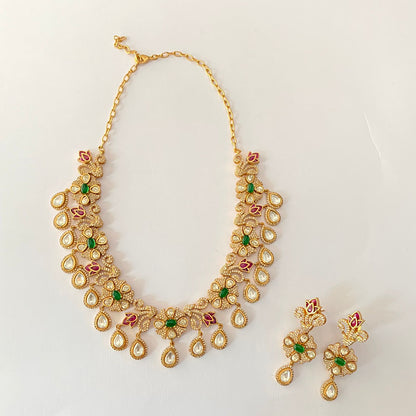 Kundan Antique Gold Necklace Set