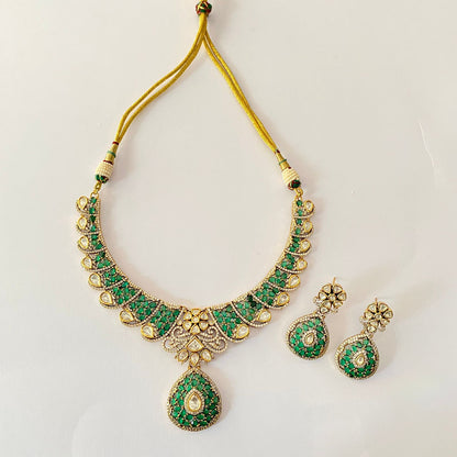 Antique Moissanite Green Necklace Set