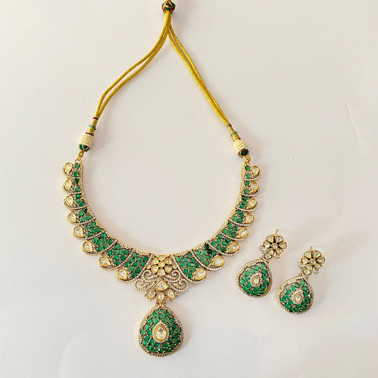 Antique Moissanite Green Necklace Set