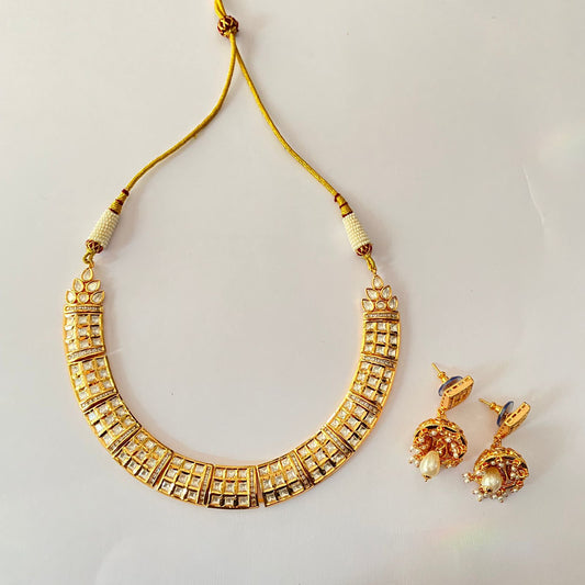 Gold Plated Moissanite Necklace Set
