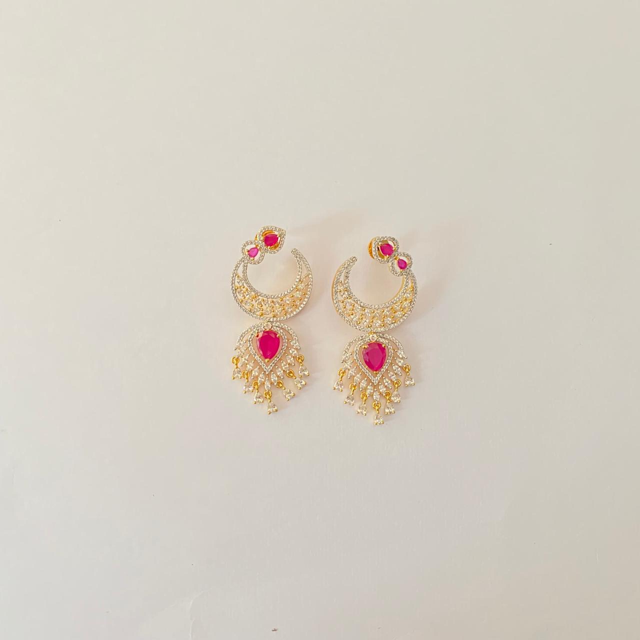 Pink Stone with A.D Earring
