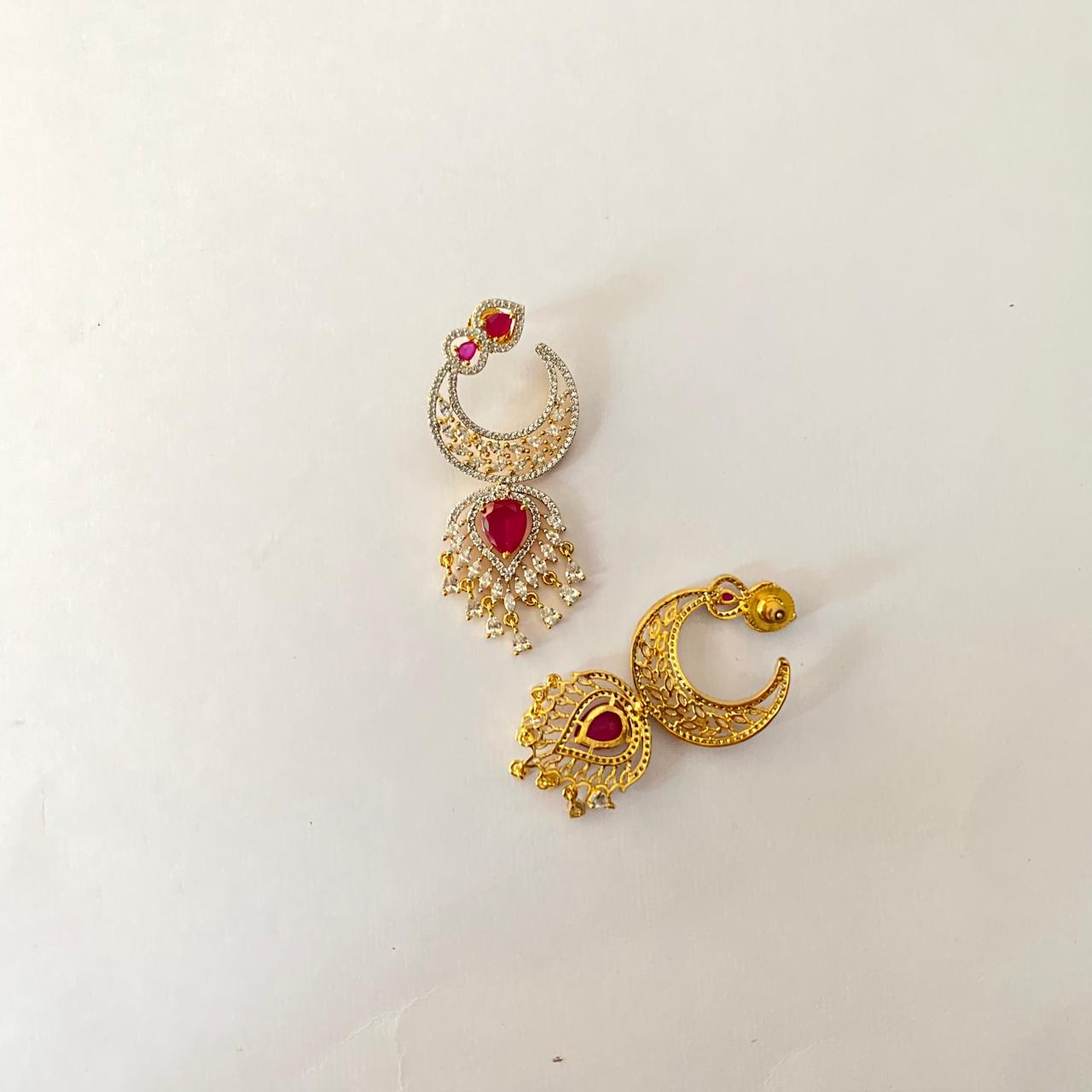Pink Stone with A.D Earring