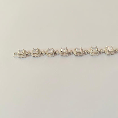 Square A.D Silver Plated Bracelet