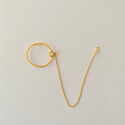 Kundan Single Drop with Chain Nath