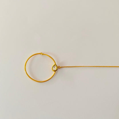 Kundan Single Drop with Chain Nath