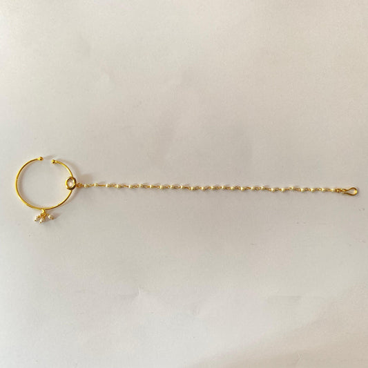 Kundan with Pearl Chain Nath