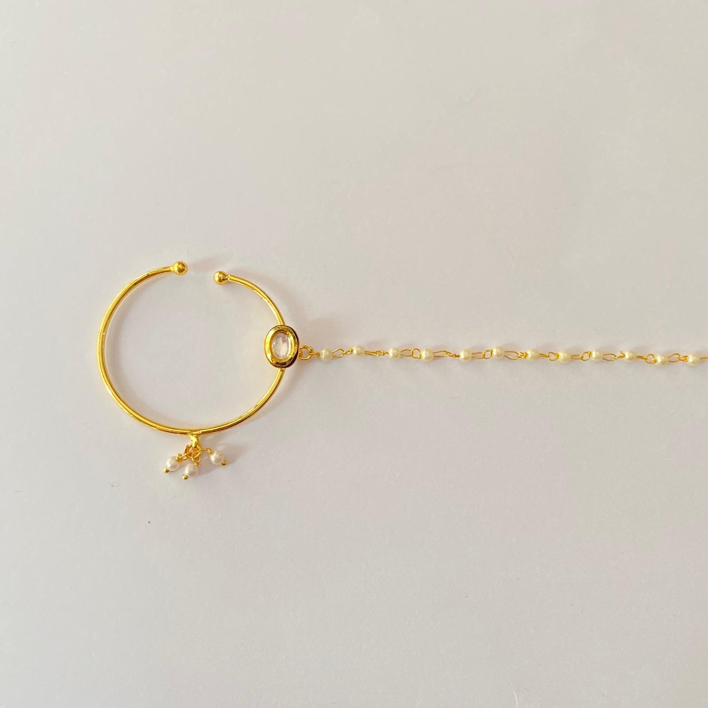 Kundan with Pearl Chain Nath