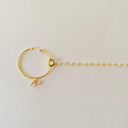 Kundan with Pearl Chain Nath