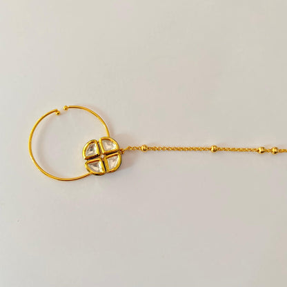 Kundan with Gold Plated Chain Nath