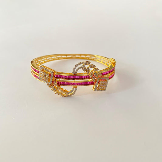 A.D Ruby Gold Plated Openable Bracelet