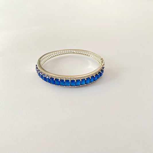 Navy Blue Silver Plated Openable Bracelet