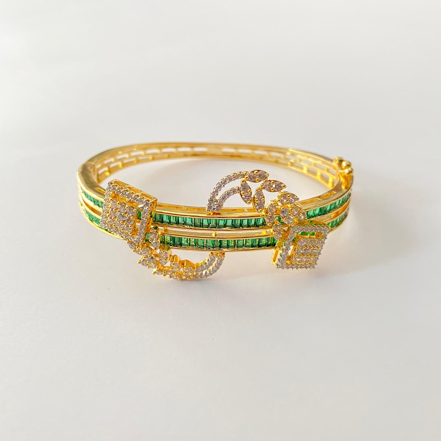 A.D Emerald Gold Plated Openable Bracelet