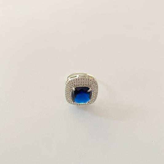 Blue Stone Silver Plated Ring