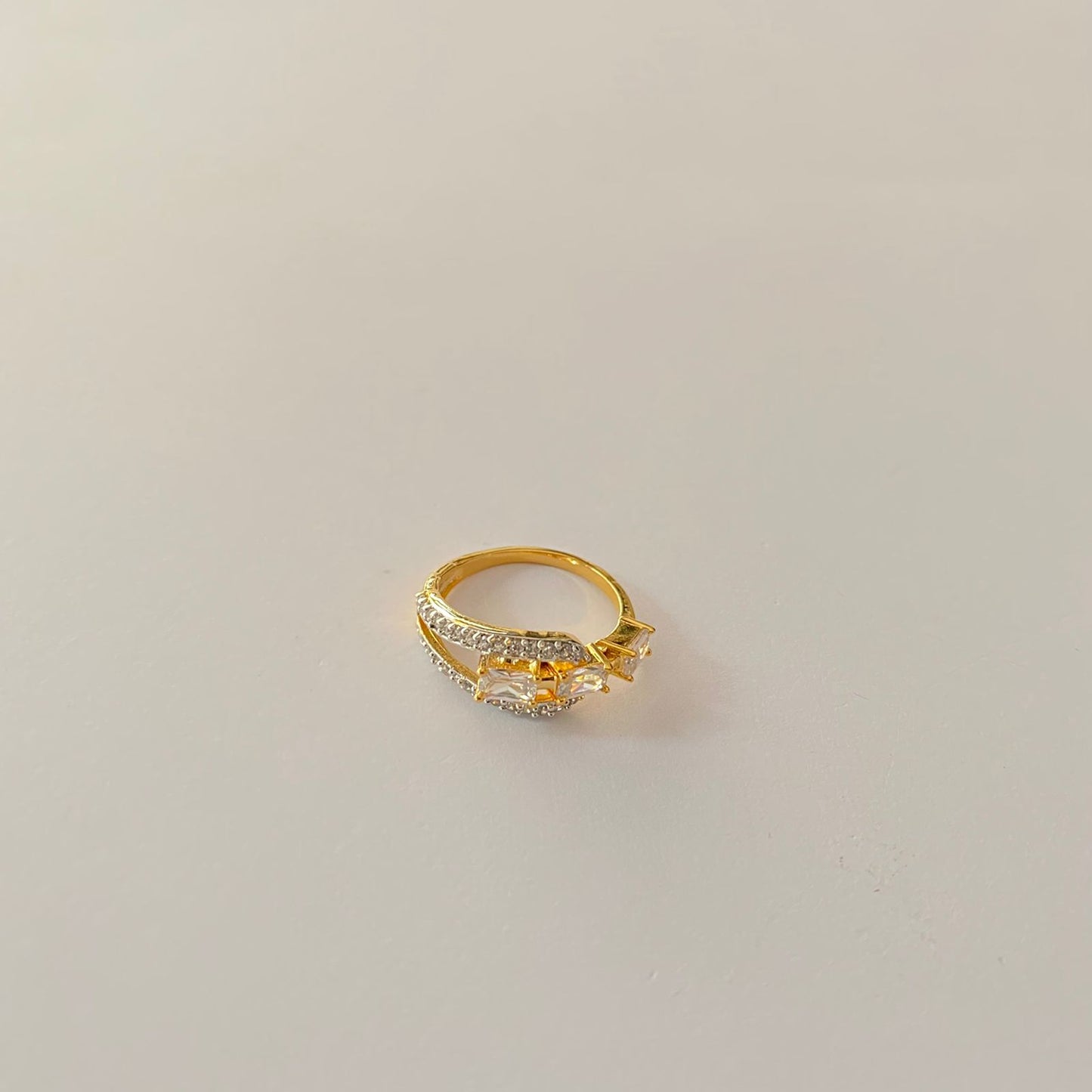 Sleek Diamond Ring Gold Plated