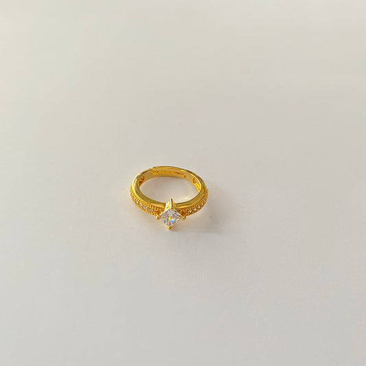Single Stone Sleek Gold Plated Ring