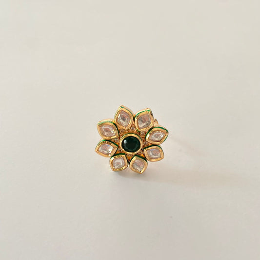 Green Kundan Ring