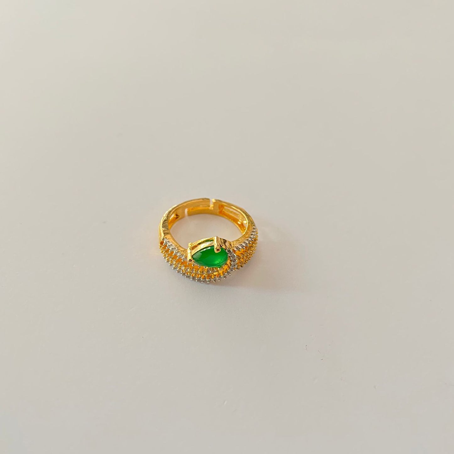 Gold Plated Green Diamond Ring