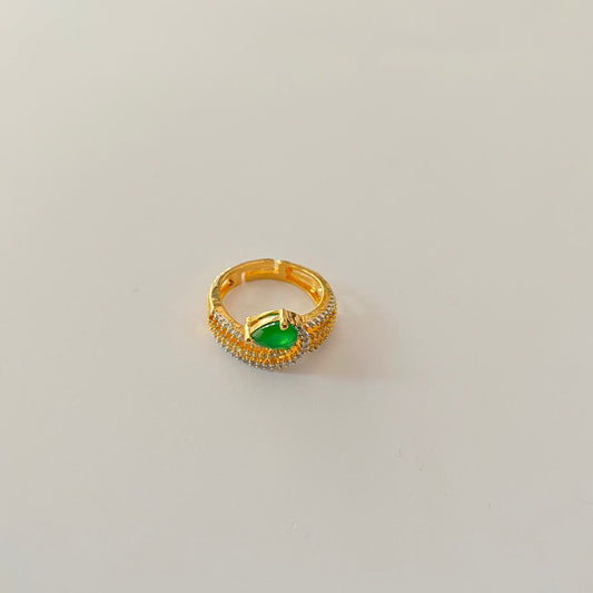 Gold Plated Green Diamond Ring