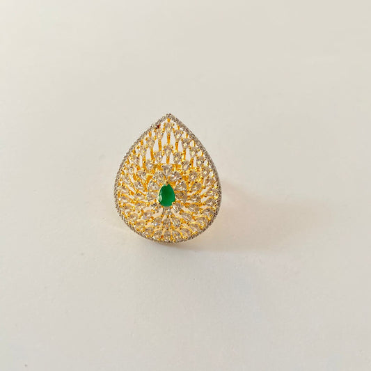 Emerald center stone Gold Plated Ring