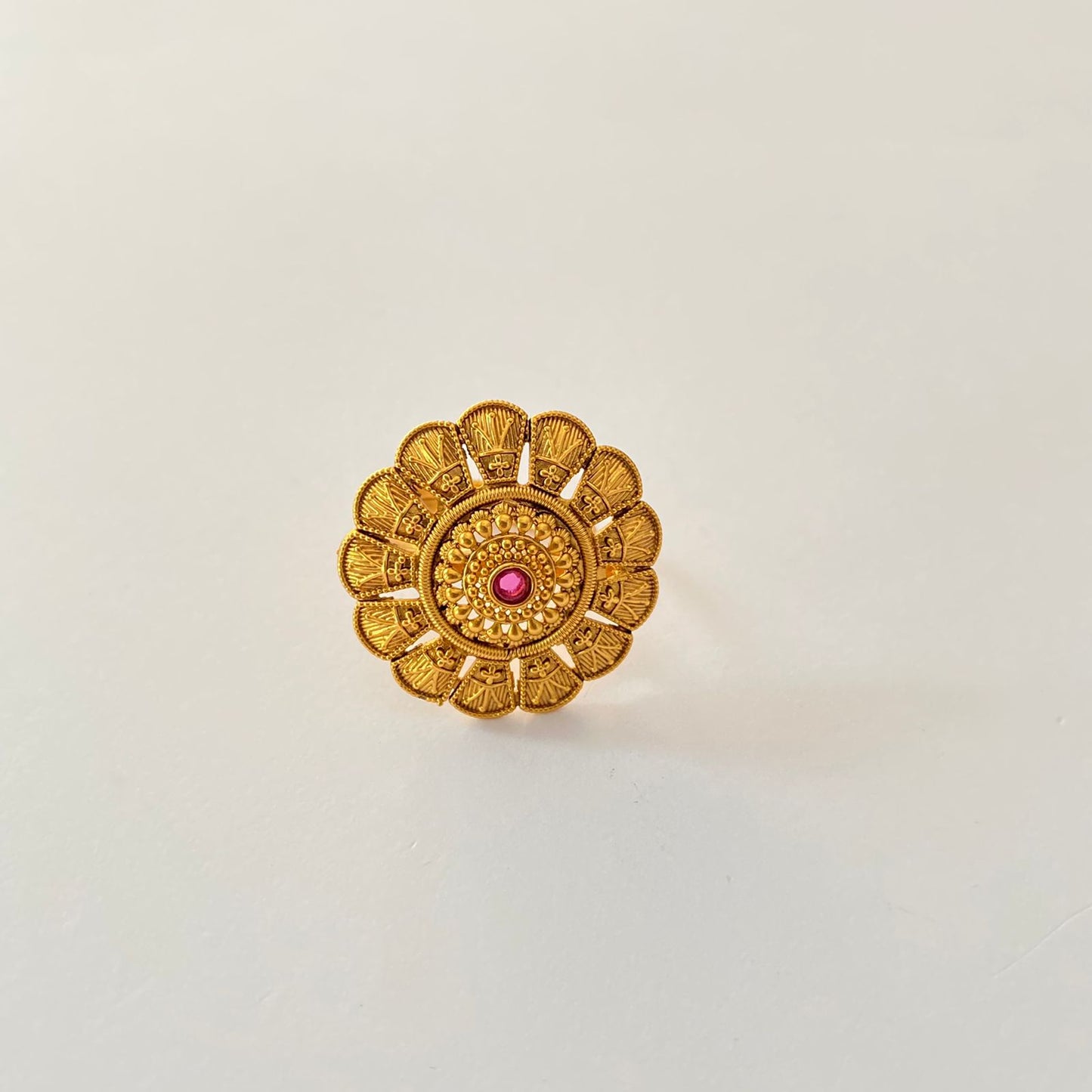 Antique Pink Stone Gold Plated Ring