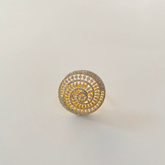 Gold-Plated Studded with Cubic A.D Ring