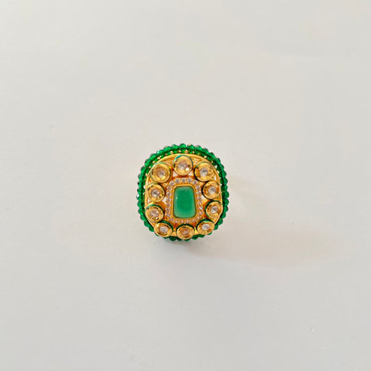 Emerald Gold Plated Kundan Earring