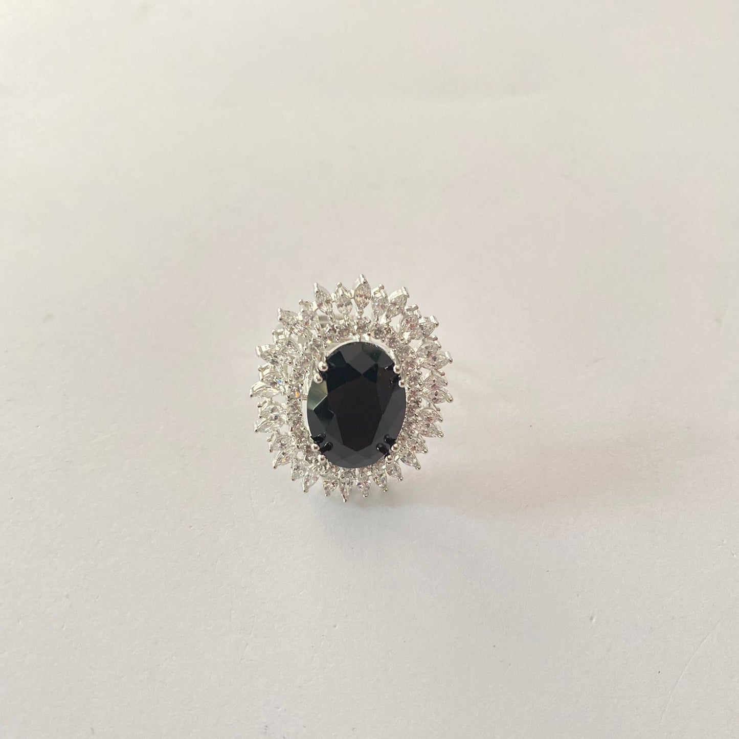 Black Stone Silver Plated Ring