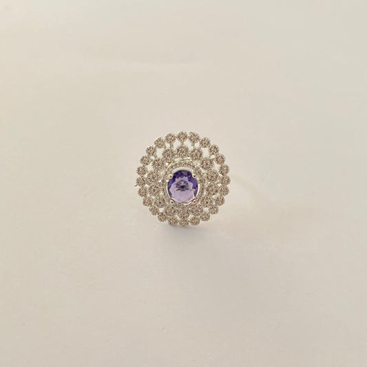 Amethyst Siver Plated Cocktail Ring