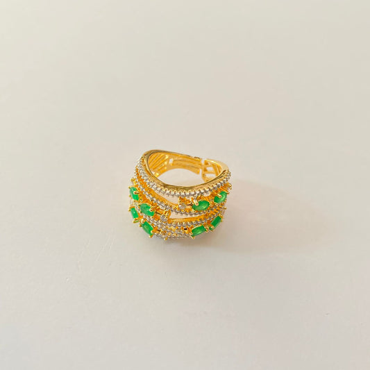 Gold Plated with Green Stone Ring