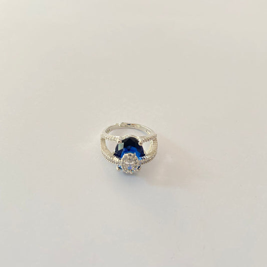 Silver Plated Blue Stone Ring