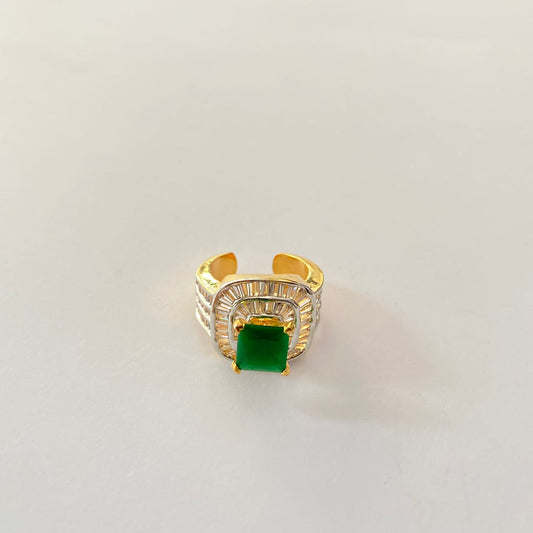 Gold Plated Emerald Cocktail Ring