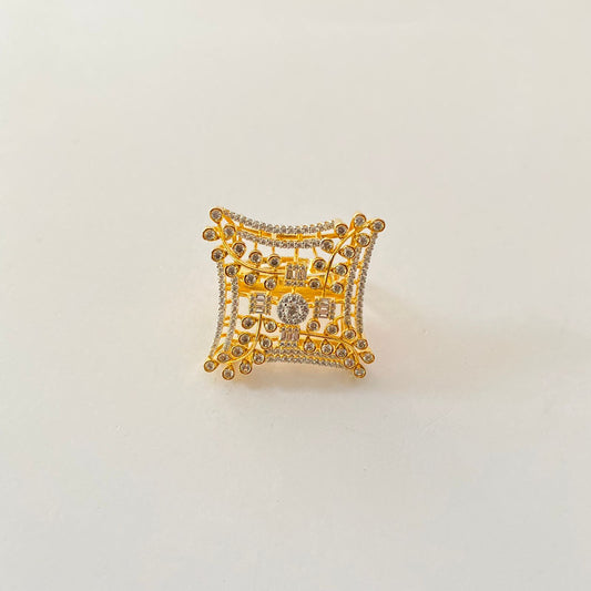 Gold Plated Square A.D Adjustable Ring