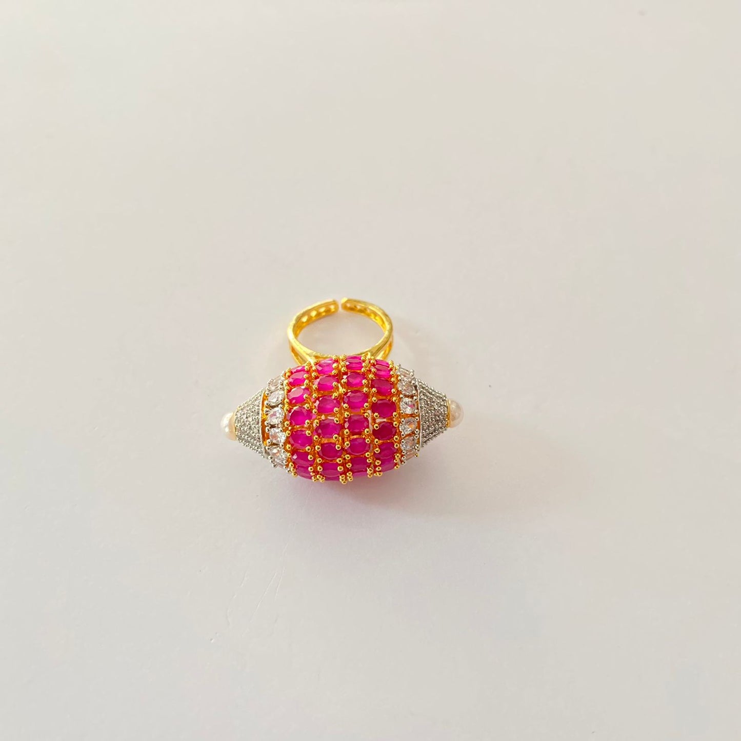 Pink Stone Gold Plated Ring