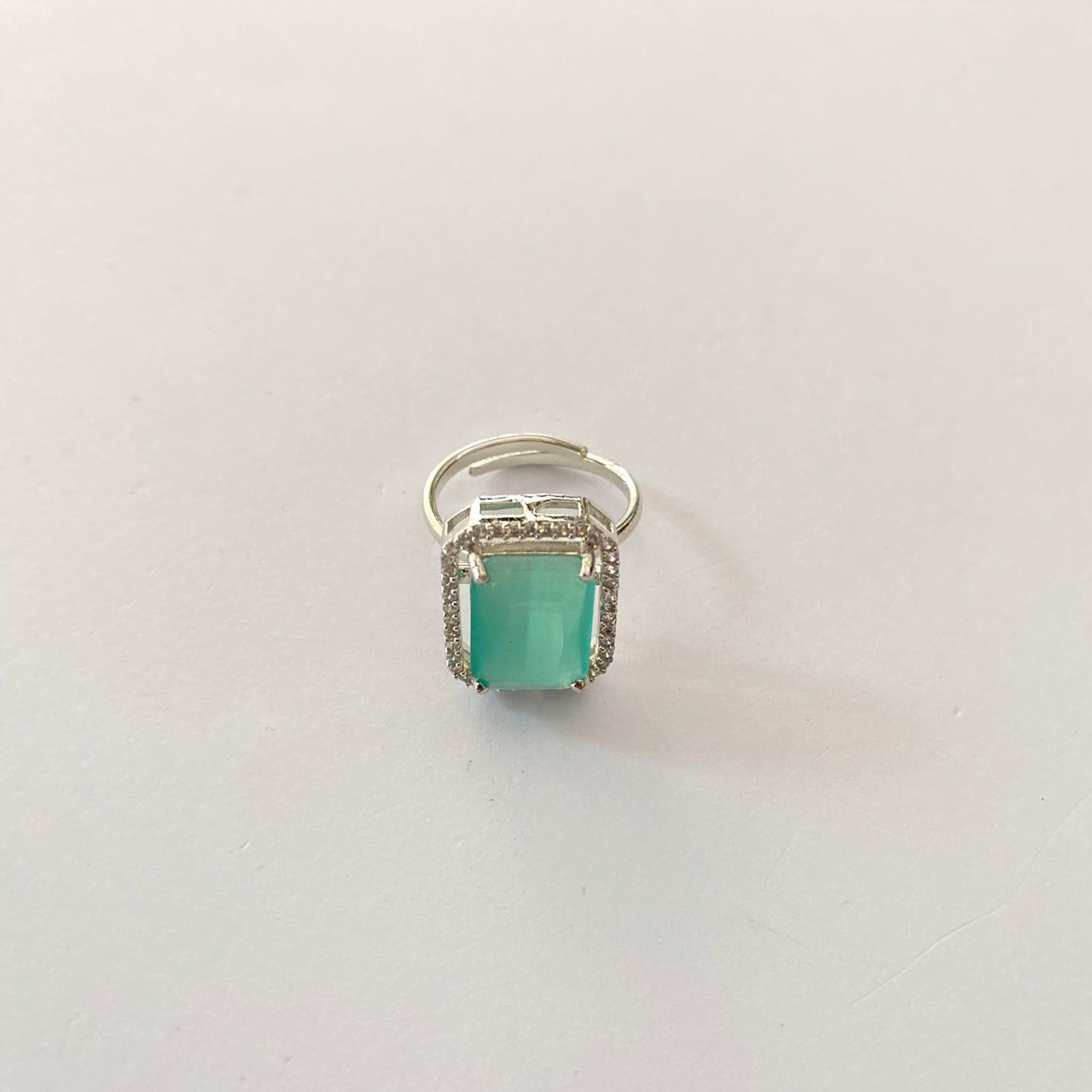 Aqua Silver Plated Ring