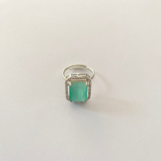 Aqua Silver Plated Ring