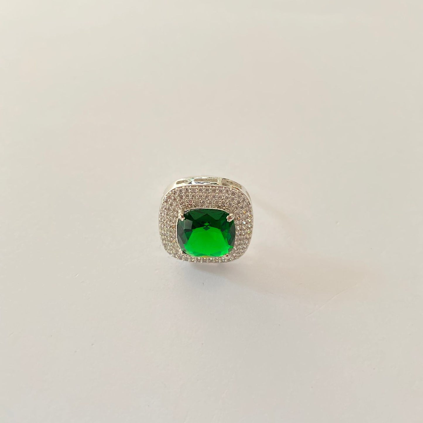 Emerald Silver Plated Ring