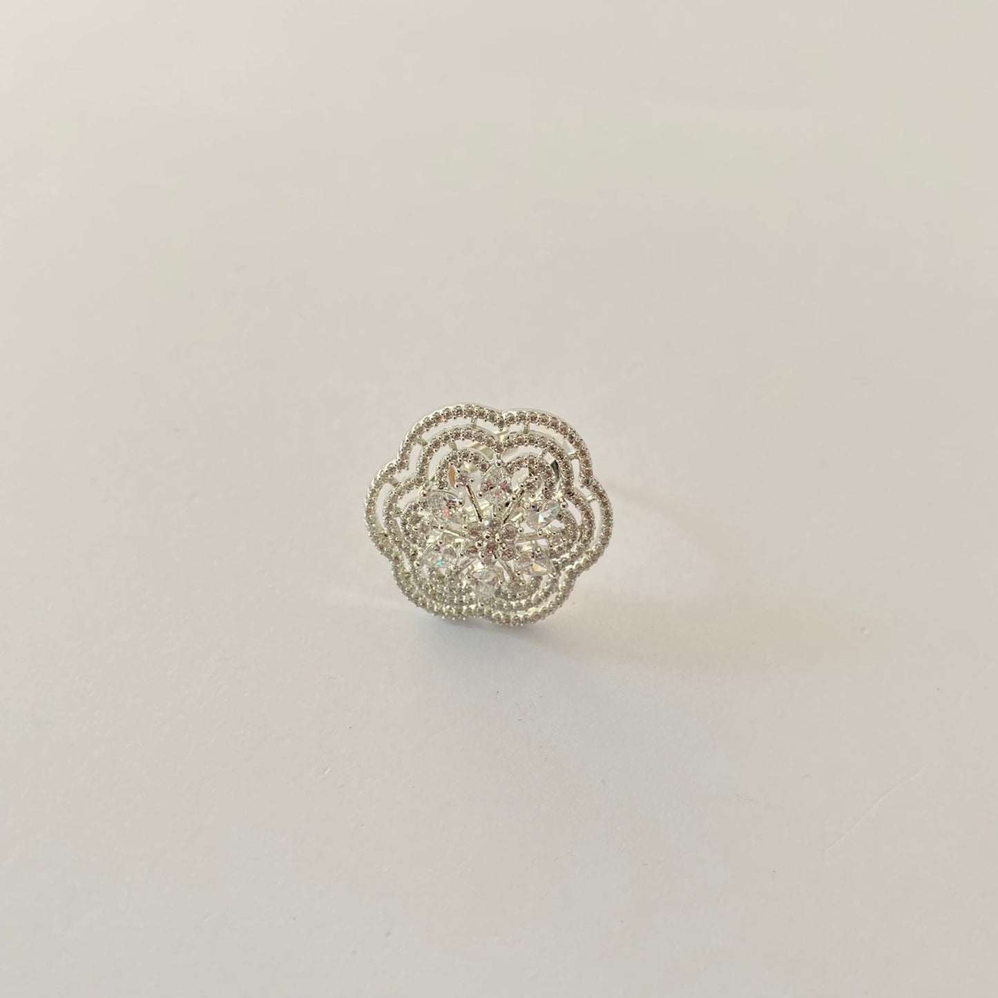 Flower Design Silver Plated Ring