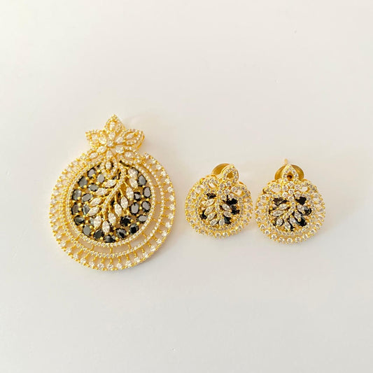 Gold Plated Diamond pendant set